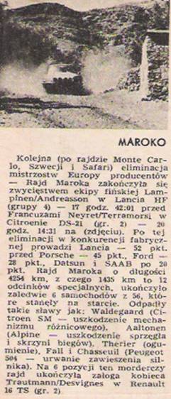 15 Rajd Maroka. 4 eliminacja.  26-29.04.1972r.
