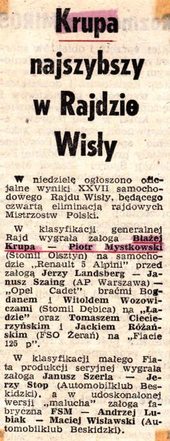 Rajd Wisły - 1978r