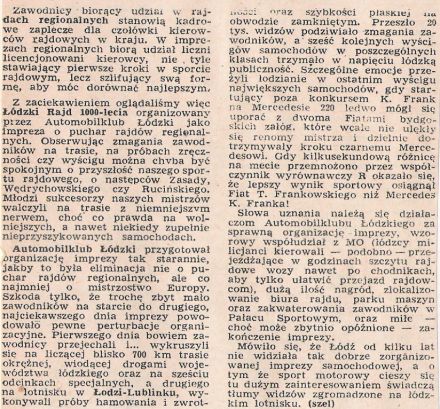 Łódzki  Rajd  1000 lecia.  1-2.09.1966r.