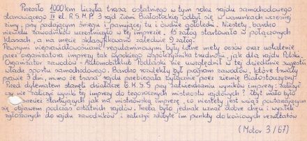 3 Rajd Ziemi Białostockiej. 4 eliminacja.  10-12.12.1966r.