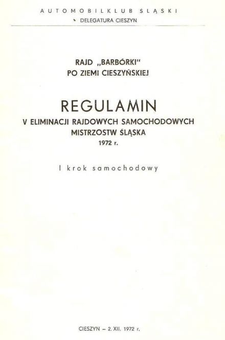 1 Rajd po ziemi Cieszyńskiej - 1972r