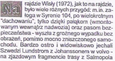22 Rajd Wisły. 5 eliminacja.  15-17.09.1972r.