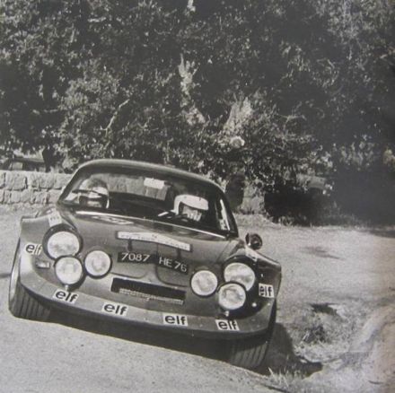 Jean Claude Andruet i “Biche” na samochodzie Alpine Renault A 110.