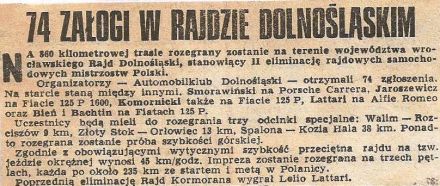 Rajd Dolnośląski 1974r