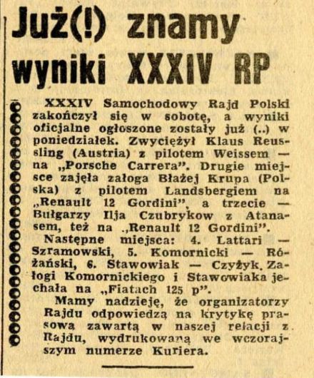 Rajd Polski - 1974r