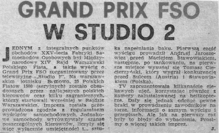 Grand Prix FSO Studia 2 TVP - 1976r