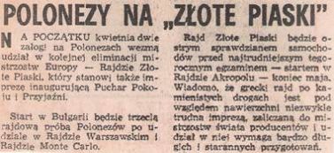 10 Rajd Złote Piaski.  7-9.04.1979r.