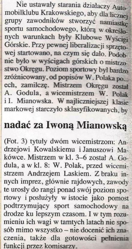 Podsumowanie górskich mistrzostw okręgu krakowskiego 1982r