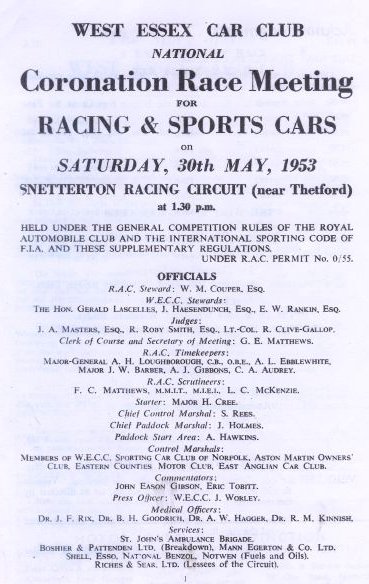 Snetterton Coronation Race Metting - 1953r