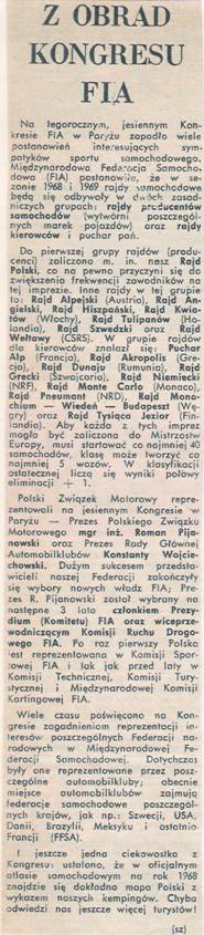 Zapowiedź Rajdowych Mistrzostwa Europy Firm - 1968r