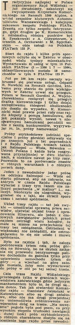 20 Rajd Wisły 1970r