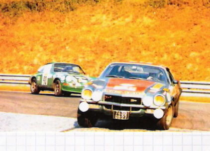 Nr.42. Jean Ragnotti i Jacques Jaubert na samochodzie Chevrolet Camaro, nr.93. Dominique Thiry i Robert Wilz na samochodzie Porsche 911 S.