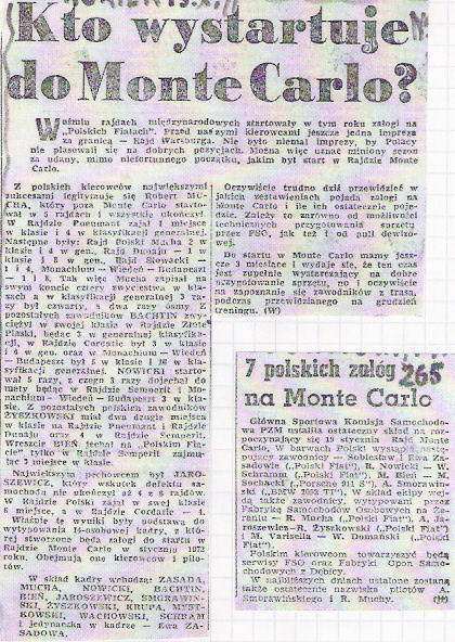 41.Rajd Monte Carlo (MC). 1 eliminacja.  21-29.01.1972r.