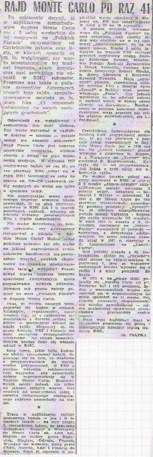 41.Rajd Monte Carlo (MC). 1 eliminacja.  21-29.01.1972r.