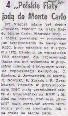 41.Rajd Monte Carlo (MC). 1 eliminacja.  21-29.01.1972r.