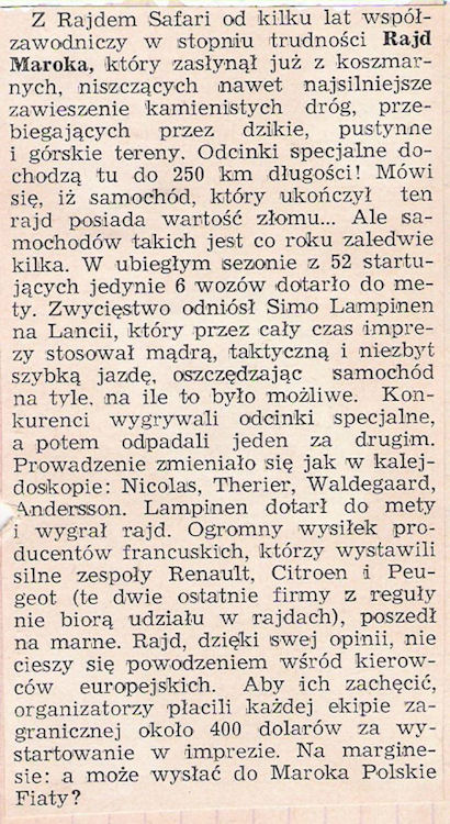 15 Rajd Maroka. 4 eliminacja.  26-29.04.1972r.