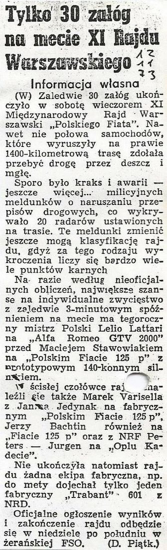 Rajd Warszawski 1973r