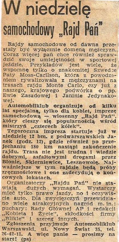 Rajd Pań 1974r