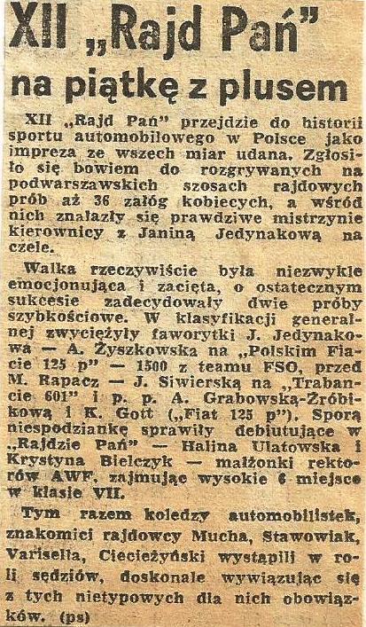 Rajd Pań 1974r