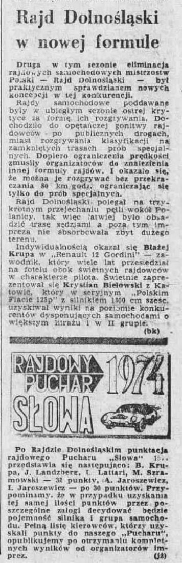 Rajd Dolnośląski - 1974r