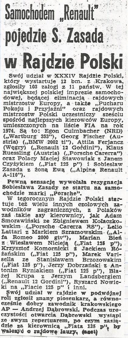 Rajd Polski 1974r