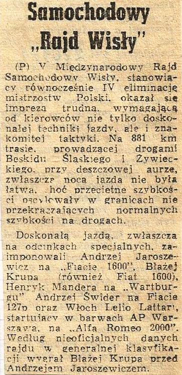 Rajd Wisły 1974r