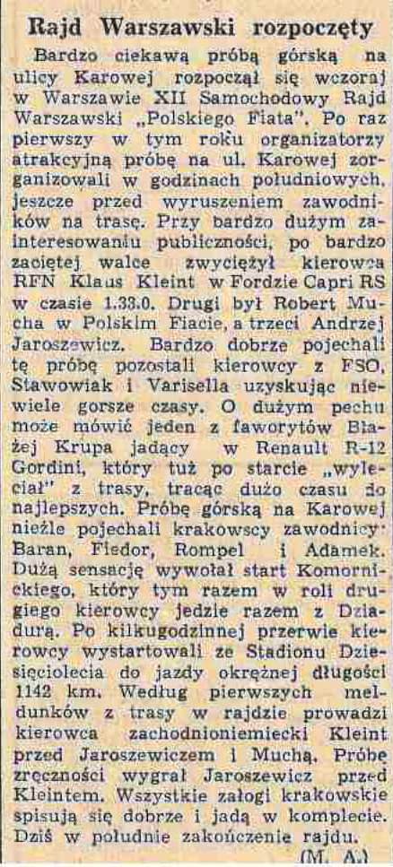 Rajd Warszawski - 1974r