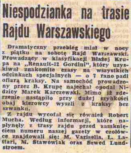 Rajd Warszawski - 1974r