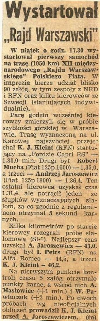 Rajd Warszawski 1974r