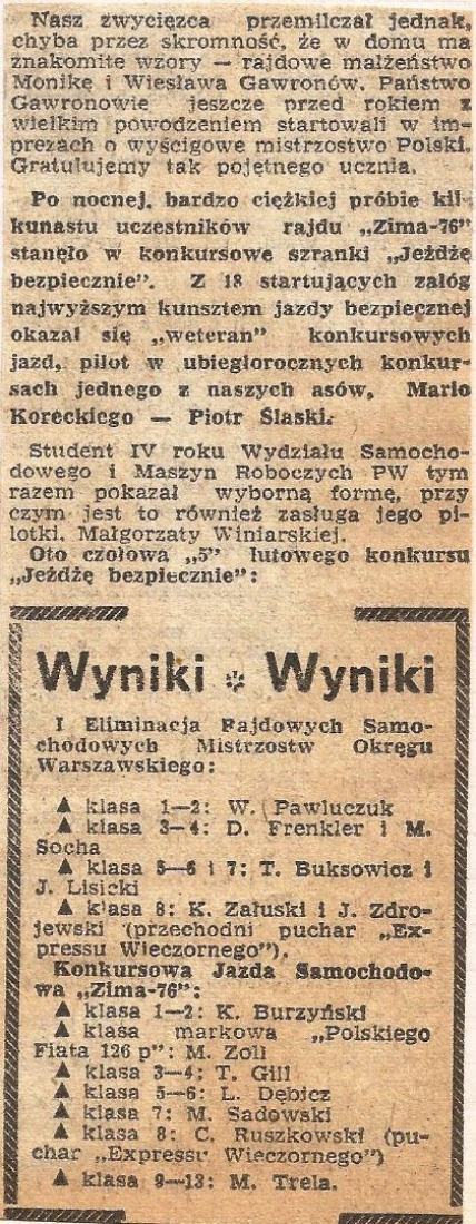 Rajd Zima - 1976r