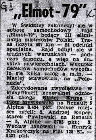 8 Dolnośląski Rajd Elmot - 1979r