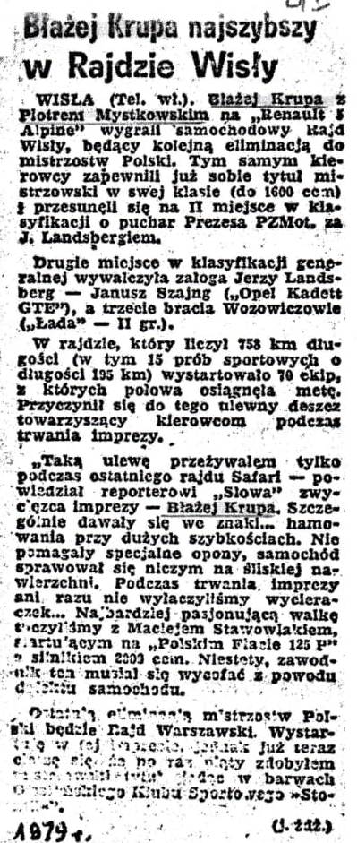 Rajd Wisły - 1979r