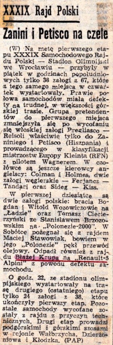 39 Rajd Polski - 1979r