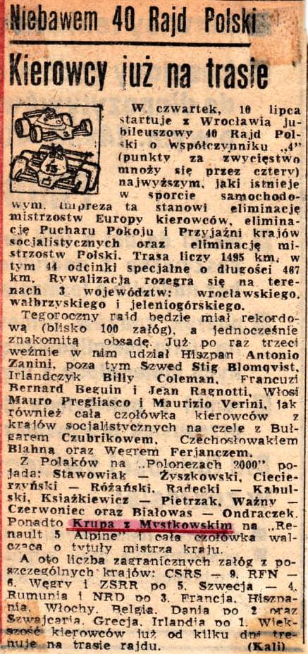 40 Rajd Polski - 1980r