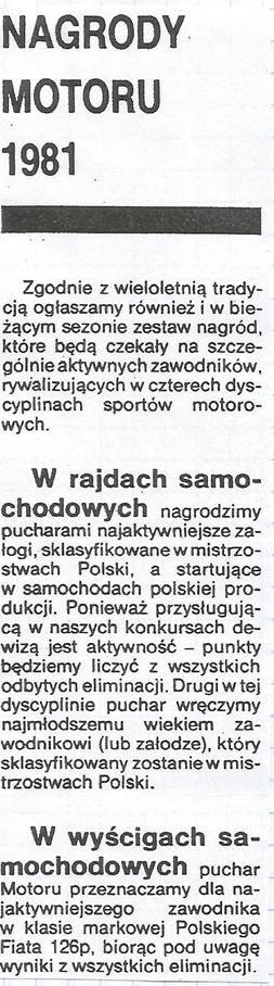 Nagrody Motoru 1981r