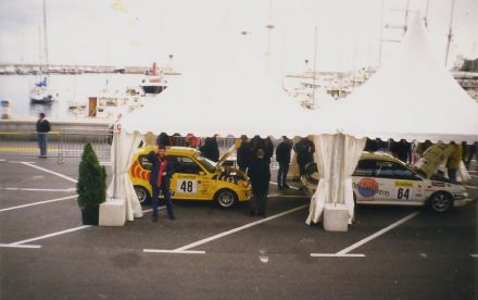 Rajd Monte Carlo-1999. Nr.64.Christophe Arnaud i Stephane Arnaud - Subaru Impreza WRX, nr.48.Jacek Sikora i Marek Kaczmarek - Fiat Seicento Sporting Abarth Kit Car.