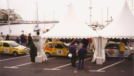Rajd Monte Carlo-1999r. Nr.64.Christophe Arnaud i Stephane Arnaud - Subaru Impreza WRX, nr.48.Jacek Sikora i Marek Kaczmarek, nr.51.Peter Zehetmaier i Bernd Marx - Fiaty Seicento Sporting Abarth Kit Car.