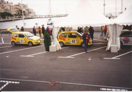 Rajd Monte Carlo-1999r. Nr.48.Jacek Sikora i Marek Kaczmarek, nr.51.Peter Zehetmaier i Bernd Marx - Fiaty Seicento Sporting Abarth Kit Car.