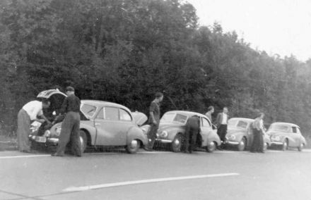 Kurt Otto i Günter Rüttinger, Gottfried Pohlan i Rudi Pfeiffer, Werner Jäger i Duphorn, Kurt Rüdiger i Werner Hollack – zespół fabryczny IFA F9.
