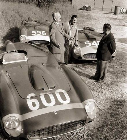Juan Manuel Fangio – Ferrari 290 MM, Luigi Musso – Ferrari 860 Monza Scaglietti, Eugenio Castellotti – Ferrari 290 MM Scaglietti.