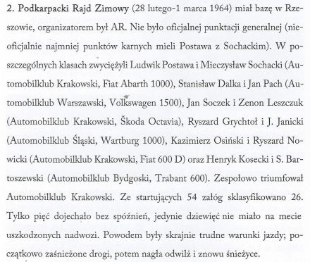 2 Podkarpacki Rajd Zimowy - 1964r