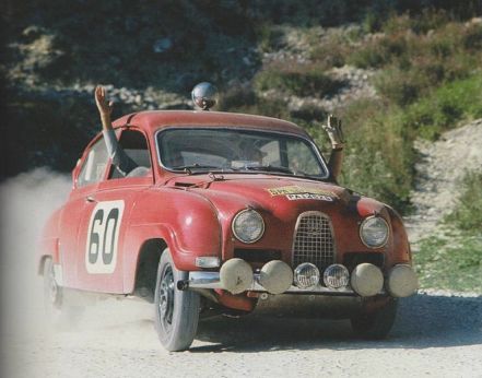 Erik Carlsson i Gunnar Palm - Saab  96 Sport.
