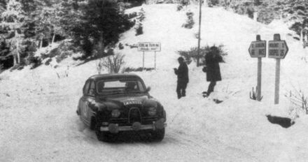 Erik Carlsson i Gunnar Palm – Saab 96 Sport.