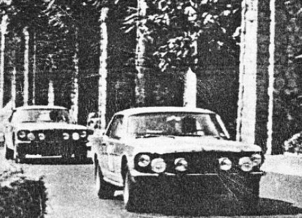 Peter Harper i David Pollard - Ford Mustang. (Works Rally Cars).