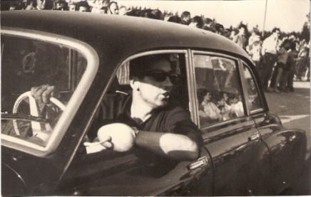 Andrzej Nytko i Kazimierz Jaromin na samochodzie Wartburg 1000.