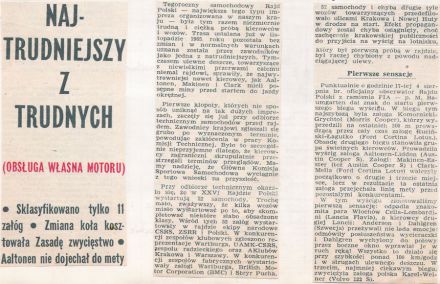 26 Rajd  Polski. 2 eliminacja.  3-6.08.1966r.