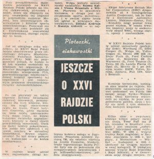 26 Rajd  Polski. 2 eliminacja.  3-6.08.1966r.