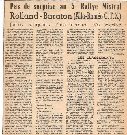 5 Rallye Mistral.  26-27.02.1966r.