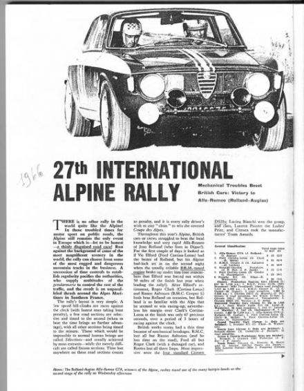 27 Rallye Coupe des Alpes (F). 12 eliminacja.  5-9.10.66r.