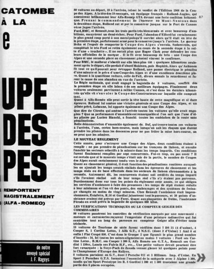 27 Rallye Coupe des Alpes (F). 12 eliminacja.  5-9.10.66r.